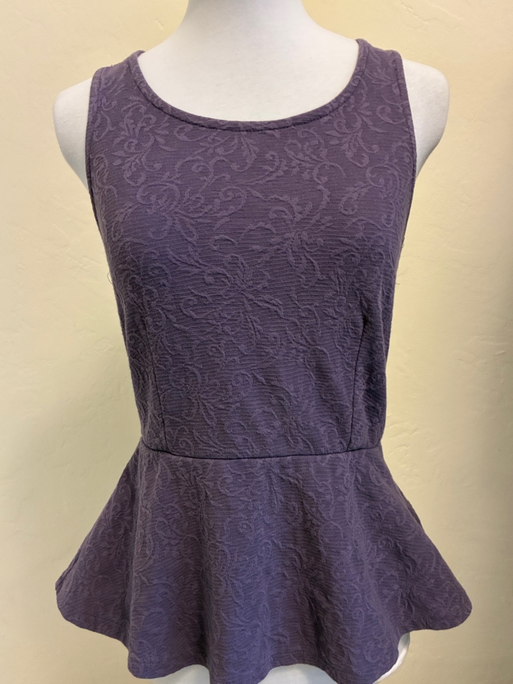 Free People Peplum Crocheted Back Knit Top XS